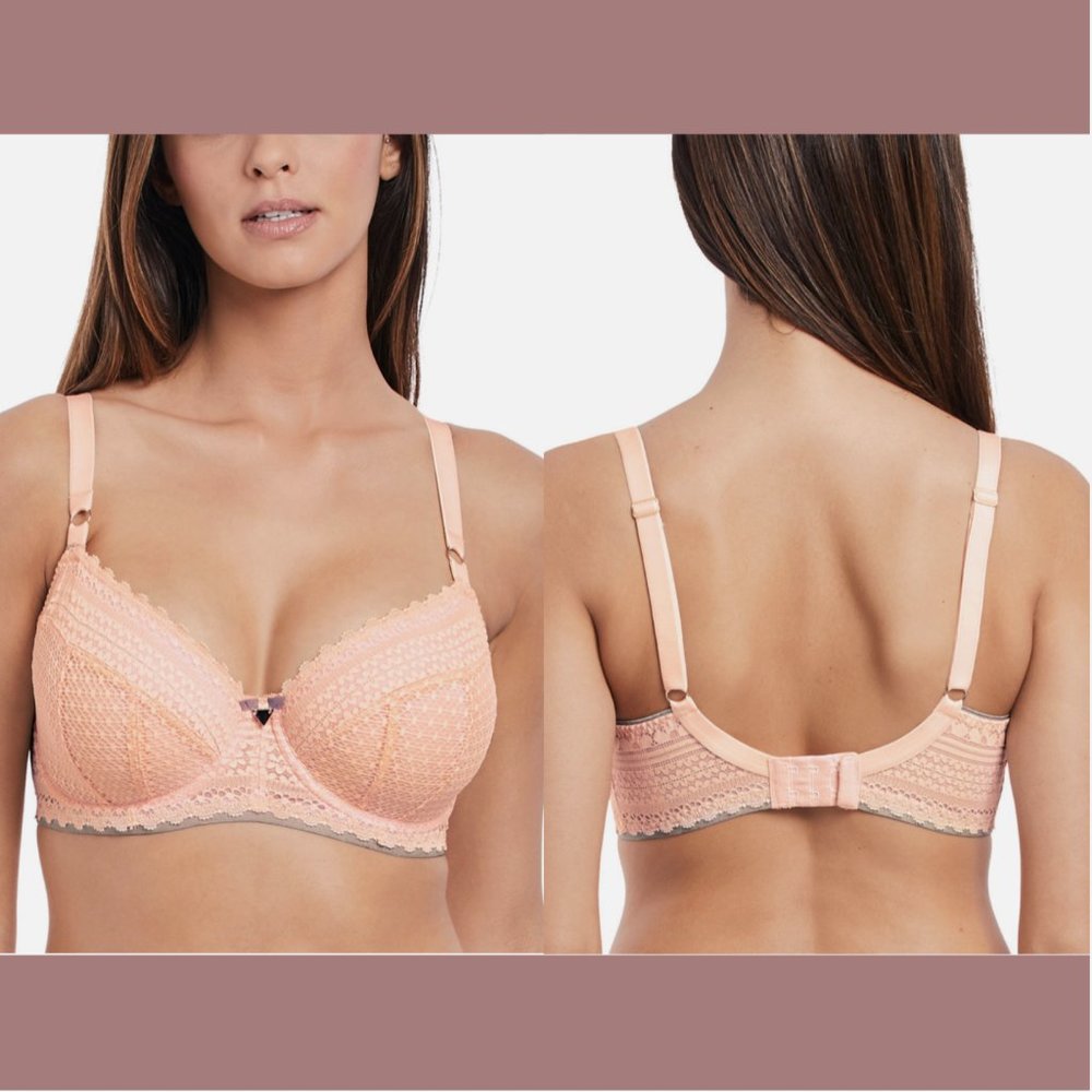 NWT Freya [ 36D US ] Daisy Lace Padded‎ Half Cup Bra in Blush Pink